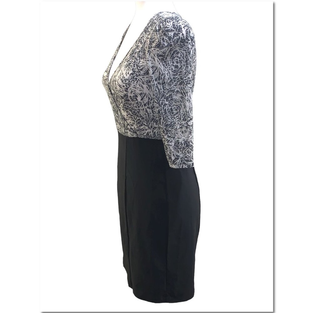 Express Black & Gray Faux Wrap Burnout Body Con Cocktail Dress Size Small EUC - Picture 5 of 8